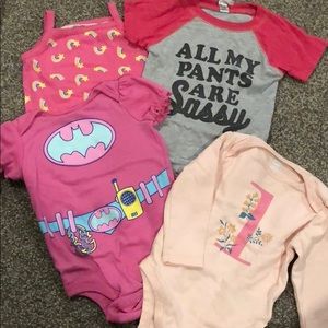 Graphic tee onesies- 4 pieces